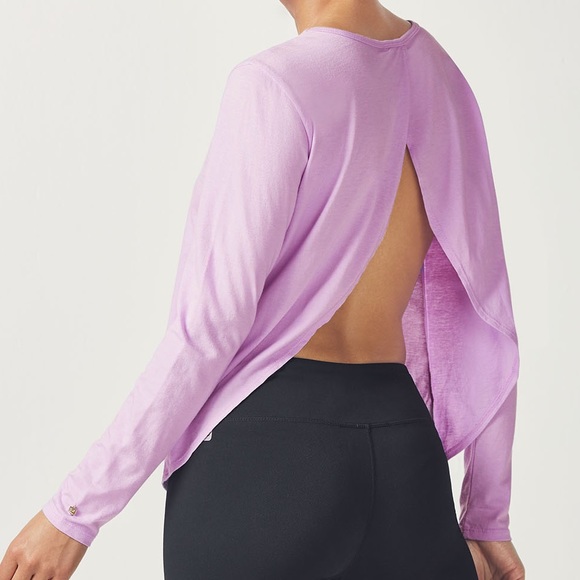 Fabletics Tops - Fabletics Millie Long-Sleeve Tee Split-Back Shirt Lilac Purple Women’s Medium